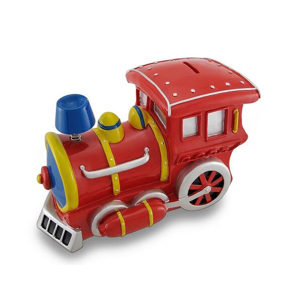 Large Bobble Smoke Stack Train Engine Piggy Bank Coin Bank - Picture 2 of 5
